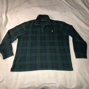 Polo Ralph Lauren Pullover Blackwatch 1/4 Zip Plaid Rib Green Men Large Sweater